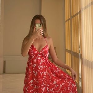 G by Guess Satin Red Summer Maxi Dress